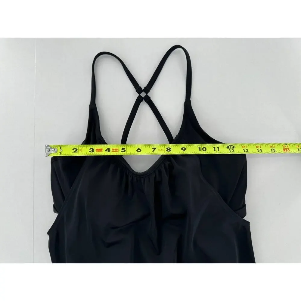 Athleta Swim Top Tankini Size 34 D/DD Black Cut Out Criss Cross Underwire​​ - Picture 2 of 14